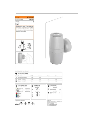 Domino led 7e3022302ye2 split 1 1 230v nw fld nrw color negro